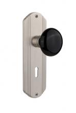 Nostalgic Warehouse 710262 - Nostalgic Warehouse Deco Plate with Keyhole Passage Black Porcelain Door Knob in Satin Nickel