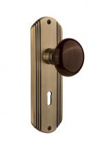Nostalgic Warehouse 710276 - Nostalgic Warehouse Deco Plate with Keyhole Passage Brown Porcelain Door Knob in Antique Brass