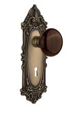 Nostalgic Warehouse 710625 - Nostalgic Warehouse Victorian Plate with Keyhole Single Dummy Brown Porcelain Door Knob in Antique