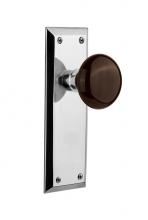Nostalgic Warehouse 710751 - Nostalgic Warehouse New York Plate Privacy Brown Porcelain Door Knob in Bright Chrome