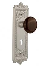 Nostalgic Warehouse 710794 - Nostalgic Warehouse Egg & Dart Plate with Keyhole Privacy Brown Porcelain Door Knob in Satin N