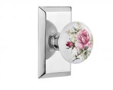 Nostalgic Warehouse 710930 - Nostalgic Warehouse Studio Plate Passage White Rose Porcelain Door Knob in Bright Chrome