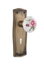 Nostalgic Warehouse 710962 - Nostalgic Warehouse Prairie Plate with Keyhole Passage White Rose Porcelain Door Knob in Antique B