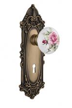 Nostalgic Warehouse 711161 - Nostalgic Warehouse Victorian Plate with Keyhole Double Dummy White Rose Porcelain Door Knob in An
