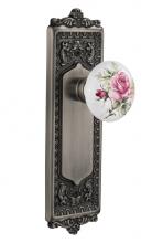 Nostalgic Warehouse 711176 - Nostalgic Warehouse Egg & Dart Plate Privacy White Rose Porcelain Door Knob in Antique Pewter