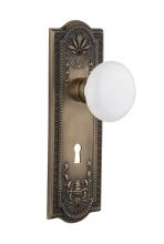 Nostalgic Warehouse 711429 - Nostalgic Warehouse Meadows Plate with Keyhole Passage White Porcelain Door Knob in Antique Brass
