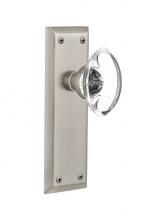 Nostalgic Warehouse 711442 - Nostalgic Warehouse New York Plate Single Dummy Oval Clear Crystal Glass Door Knob in Satin Nickel