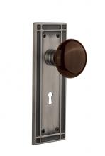 Nostalgic Warehouse 711465 - Nostalgic Warehouse Mission Plate with Keyhole Passage Brown Porcelain Door Knob in Antique Pewter