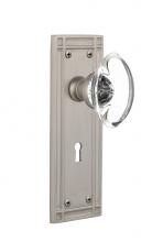 Nostalgic Warehouse 711624 - Nostalgic Warehouse Mission Plate with Keyhole Passage Oval Clear Crystal Glass Door Knob in Satin