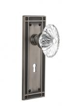 Nostalgic Warehouse 711642 - Nostalgic Warehouse Mission Plate with Keyhole Passage Oval Fluted Crystal Glass Door Knob in Anti