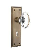 Nostalgic Warehouse 711683 - Nostalgic Warehouse New York Plate with Keyhole Privacy Oval Clear Crystal Glass Door Knob in Anti