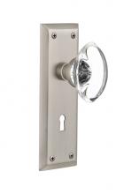 Nostalgic Warehouse 711688 - Nostalgic Warehouse New York Plate with Keyhole Privacy Oval Clear Crystal Glass Door Knob in Sati