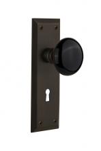 Nostalgic Warehouse 711752 - Nostalgic Warehouse New York Plate with Keyhole Passage Black Porcelain Door Knob in Oil-Rubbed Br