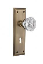 Nostalgic Warehouse 711817 - Nostalgic Warehouse New York Plate with Keyhole Passage Crystal Glass Door Knob in Antique Brass