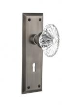 Nostalgic Warehouse 711836 - Nostalgic Warehouse New York Plate with Keyhole Passage Oval Fluted Crystal Glass Door Knob in Ant