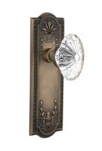 Nostalgic Warehouse 711870 - Nostalgic Warehouse Meadows Plate Single Dummy Oval Fluted Crystal Glass Door Knob in Antique Bras