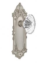 Nostalgic Warehouse 711896 - Nostalgic Warehouse Victorian Plate Single Dummy Oval Fluted Crystal Glass Door Knob in Satin Nick