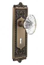 Nostalgic Warehouse 711917 - Nostalgic Warehouse Egg & Dart Plate with Keyhole Single Dummy Oval Fluted Crystal Glass Door