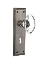 Nostalgic Warehouse 711989 - Nostalgic Warehouse New York Plate with Keyhole Passage Oval Clear Crystal Glass Door Knob in Anti