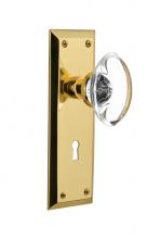 Nostalgic Warehouse 711998 - Nostalgic Warehouse New York Plate with Keyhole Passage Oval Clear Crystal Glass Door Knob in Unla