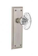 Nostalgic Warehouse 712074 - Nostalgic Warehouse New York Plate Privacy Oval Fluted Crystal Glass Door Knob in Satin Nickel
