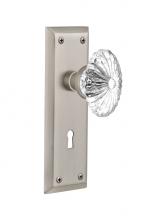 Nostalgic Warehouse 712128 - Nostalgic Warehouse New York Plate with Keyhole Privacy Oval Fluted Crystal Glass Door Knob in Sat