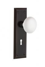Nostalgic Warehouse 712136 - Nostalgic Warehouse New York Plate with Keyhole Passage White Porcelain Door Knob in Timeless Bron