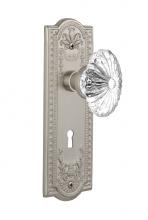 Nostalgic Warehouse 712170 - Nostalgic Warehouse Meadows Plate Interior Mortise Oval Fluted Crystal Glass Door Knob in Satin Ni