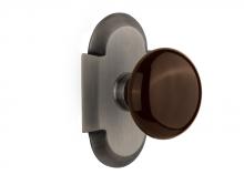 Nostalgic Warehouse 712883 - Nostalgic Warehouse Cottage Plate Passage Brown Porcelain Door Knob in Antique Pewter