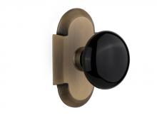 Nostalgic Warehouse 713163 - Nostalgic Warehouse Cottage Plate Double Dummy Black Porcelain Door Knob in Antique Brass