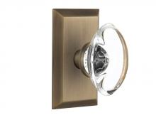 Nostalgic Warehouse 713242 - Nostalgic Warehouse Studio Plate Passage Oval Clear Crystal Glass Door Knob in Antique Brass