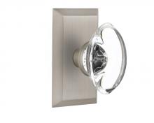 Nostalgic Warehouse 713247 - Nostalgic Warehouse Studio Plate Passage Oval Clear Crystal Glass Door Knob in Satin Nickel