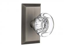 Nostalgic Warehouse 713257 - Nostalgic Warehouse Studio Plate Passage Round Clear Crystal Glass Door Knob in Antique Pewter