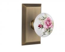 Nostalgic Warehouse 713263 - Nostalgic Warehouse Studio Plate Passage White Rose Porcelain Door Knob in Antique Brass
