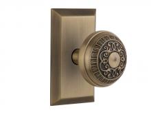 Nostalgic Warehouse 713311 - Nostalgic Warehouse Studio Plate Privacy Egg & Dart Door Knob in Antique Brass