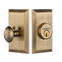Nostalgic Warehouse 713592 - Nostalgic Warehouse Studio Plate Single Cylinder Deadbolt in Antique Brass