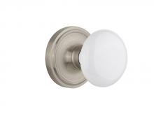 Nostalgic Warehouse 714575 - Nostalgic Warehouse Classic Rosette Privacy White Porcelain Door Knob in Satin Nickel