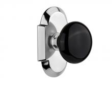 Nostalgic Warehouse 714580 - Nostalgic Warehouse Cottage Plate Privacy Black Porcelain Door Knob in Bright Chrome