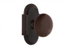 Nostalgic Warehouse 714591 - Nostalgic Warehouse Cottage Plate Privacy Brown Porcelain Door Knob in Timeless Bronze