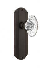 Nostalgic Warehouse 714890 - Nostalgic Warehouse Deco Plate Privacy Oval Fluted Crystal Glass Door Knob in Oil-Rubbed Bronze