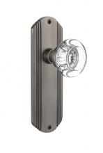 Nostalgic Warehouse 714904 - Nostalgic Warehouse Deco Plate Privacy Round Clear Crystal Glass Door Knob in Antique Pewter