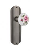 Nostalgic Warehouse 714912 - Nostalgic Warehouse Deco Plate Privacy White Rose Porcelain Door Knob in Antique Pewter
