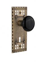 Nostalgic Warehouse 715326 - Nostalgic Warehouse Craftsman Plate with Keyhole Passage Black Porcelain Door Knob in Antique Bras