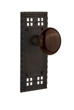 Nostalgic Warehouse 715524 - Nostalgic Warehouse Craftsman Plate Double Dummy Brown Porcelain Door Knob in Oil-Rubbed Bronze