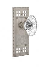 Nostalgic Warehouse 715533 - Nostalgic Warehouse Craftsman Plate Double Dummy Oval Fluted Crystal Glass Door Knob in Satin Nick
