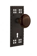 Nostalgic Warehouse 715588 - Nostalgic Warehouse Craftsman Plate with Keyhole Double Dummy Brown Porcelain Door Knob in Oil-Rub