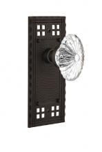 Nostalgic Warehouse 715660 - Nostalgic Warehouse Craftsman Plate Privacy Oval Fluted Crystal Glass Door Knob in Oil-Rubbed Bron