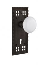 Nostalgic Warehouse 715708 - Nostalgic Warehouse Craftsman Plate with Keyhole Privacy White Porcelain Door Knob in Oil-Rubbed B