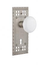 Nostalgic Warehouse 715773 - Nostalgic Warehouse Craftsman Plate Interior Mortise White Porcelain Door Knob in Satin Nickel