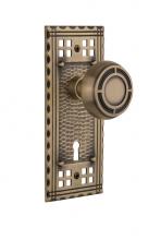 Nostalgic Warehouse 715802 - Nostalgic Warehouse Craftsman Plate Interior Mortise Mission Door Knob in Antique Brass